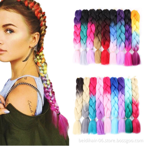 Wholesale Ombre Colors Expression Ez Jumbo Braiding Hair African Crochet Braids Synthetic Fiber Perm Yaki Hair Extensions
